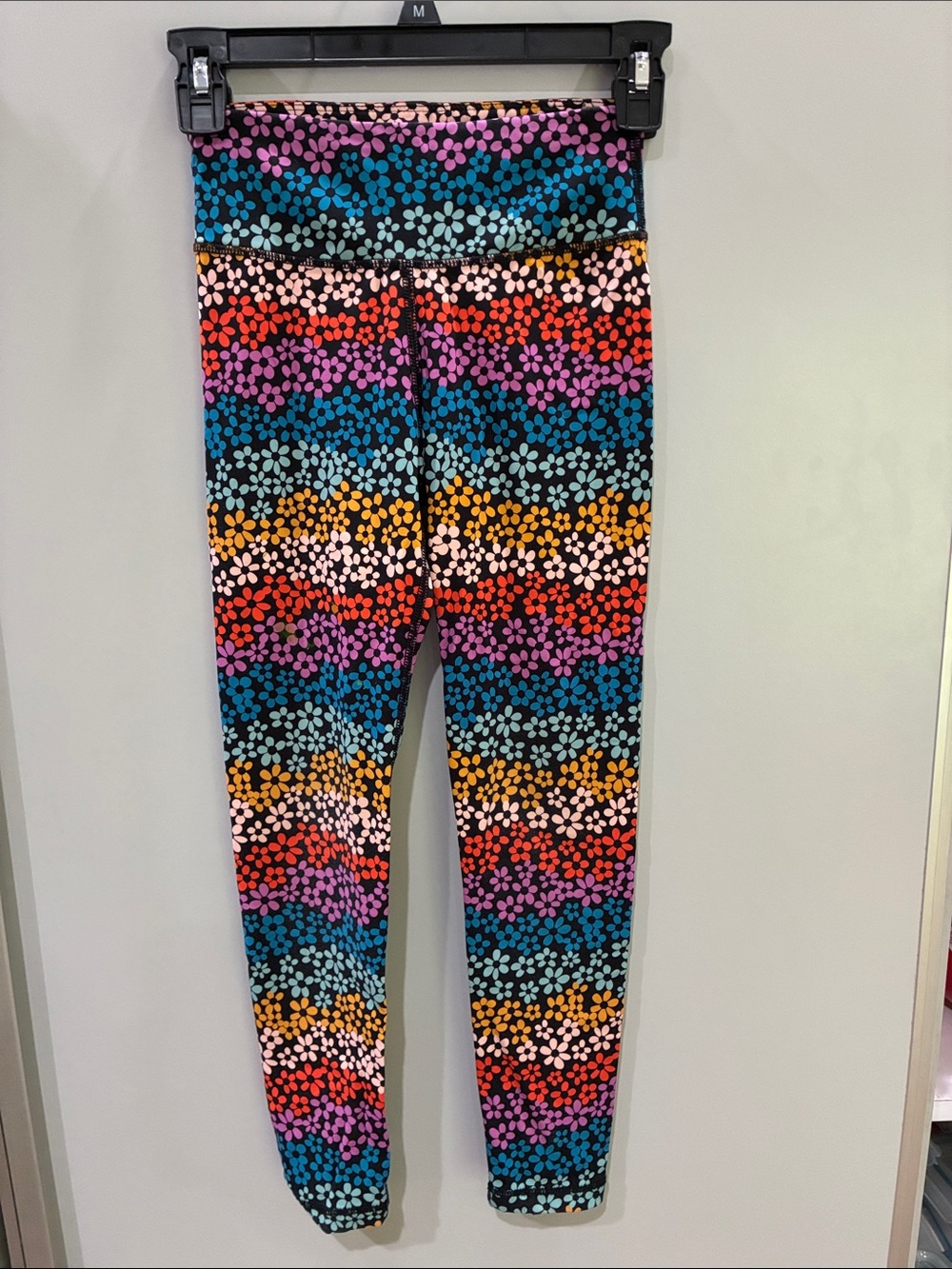 Kids Floral Stripe Leggings - Multicolor